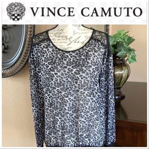 Vince Camuto Sheer Animal Print Top